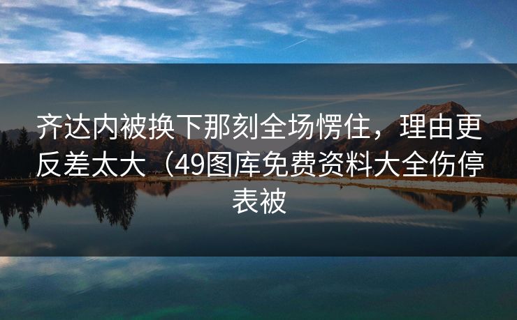 齐达内被换下那刻全场愣住，理由更反差太大（49图库免费资料大全伤停表被
