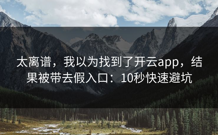 太离谱，我以为找到了开云app，结果被带去假入口：10秒快速避坑