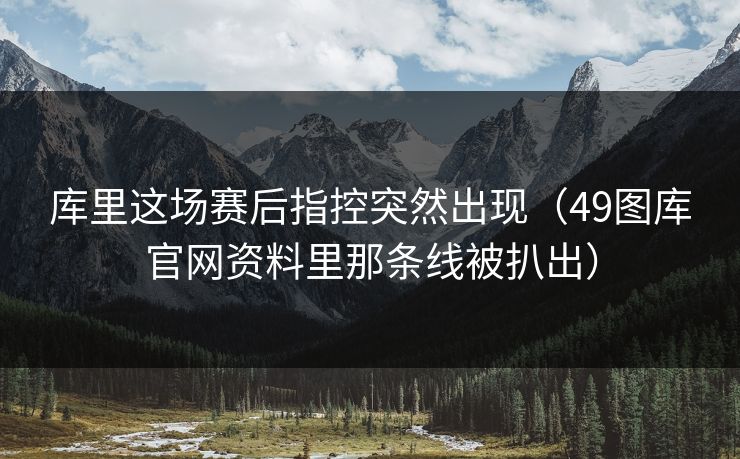 库里这场赛后指控突然出现（49图库官网资料里那条线被扒出）