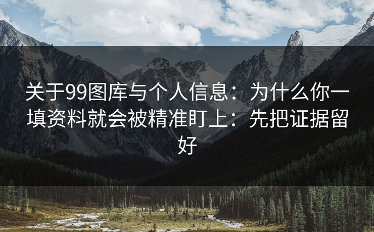 关于99图库与个人信息:为什么你一填资料就会被精准盯上:先把证据留好 关于99图库与个人信息:为什么你一填资料就会被精准盯上:先把证据留好